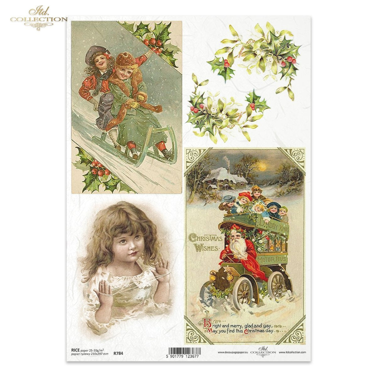 Bright and Merry Christmas Rice Paper by ITD Collection – My Victorian ...