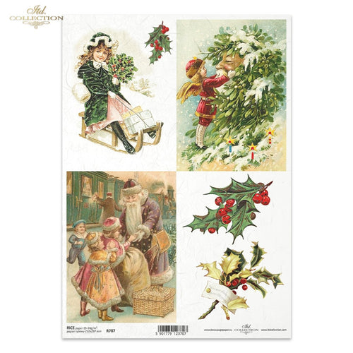 Happy Christmas Postcards Rice Paper by ITD Collection