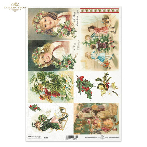 A Merry Christmas Postcards Rice Paper by ITD Collection