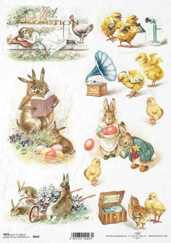Easter Friends Scenes Rice Paper by ITD Collection, R0842, A4