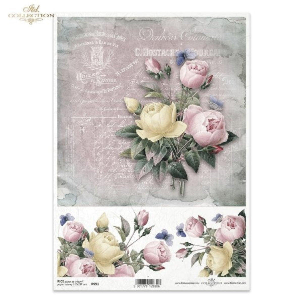 French Roses Rice Paper by ITD Collection