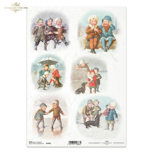 Snow Day Darlings and Dachshund Rice Paper by ITD Collection