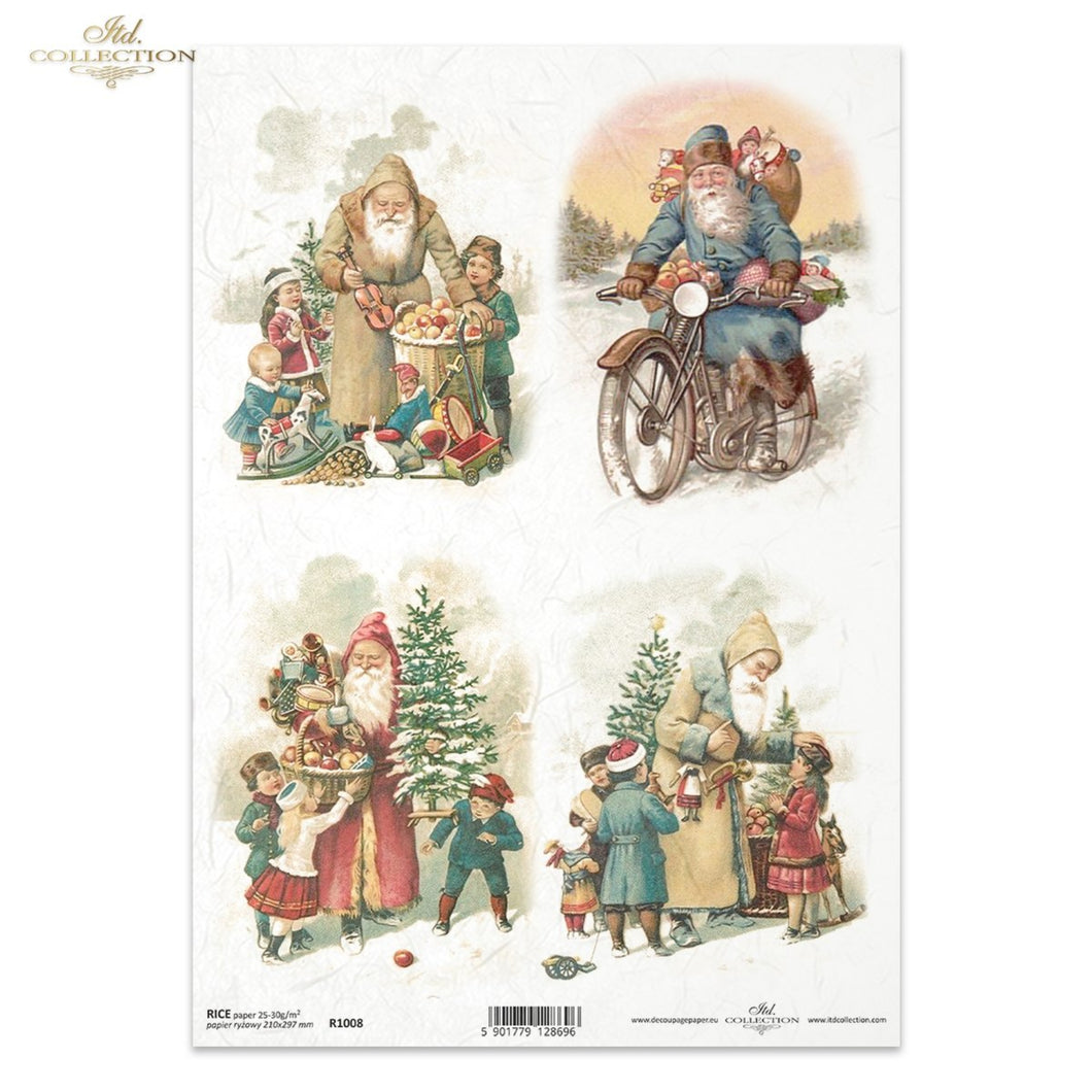 Old World Santa and Kids Rice Paper by ITD Collection