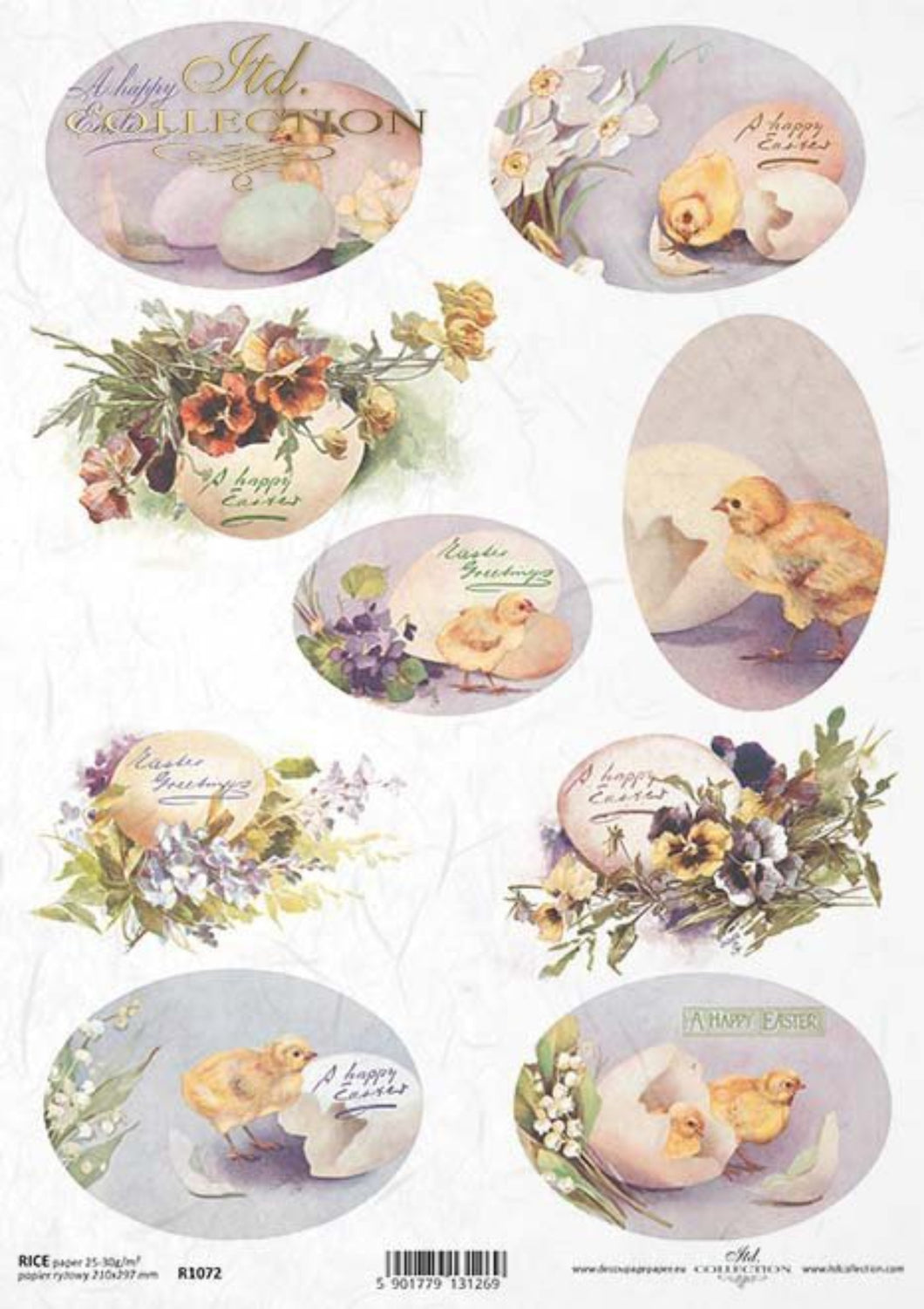 Happy Easter Egg Chicks Rice Paper by ITD Collection, R1072, A4