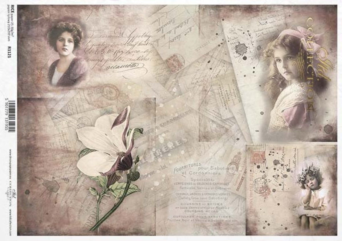 Antique Letters and Portraits Rice Paper by ITD Collection, R1121, A4 ...