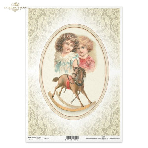 Victorian Children Portrait Rice Paper by ITD Collection