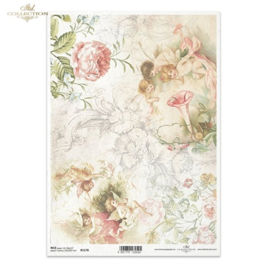 Pink Rose Fairies Rice Paper by ITD Collection