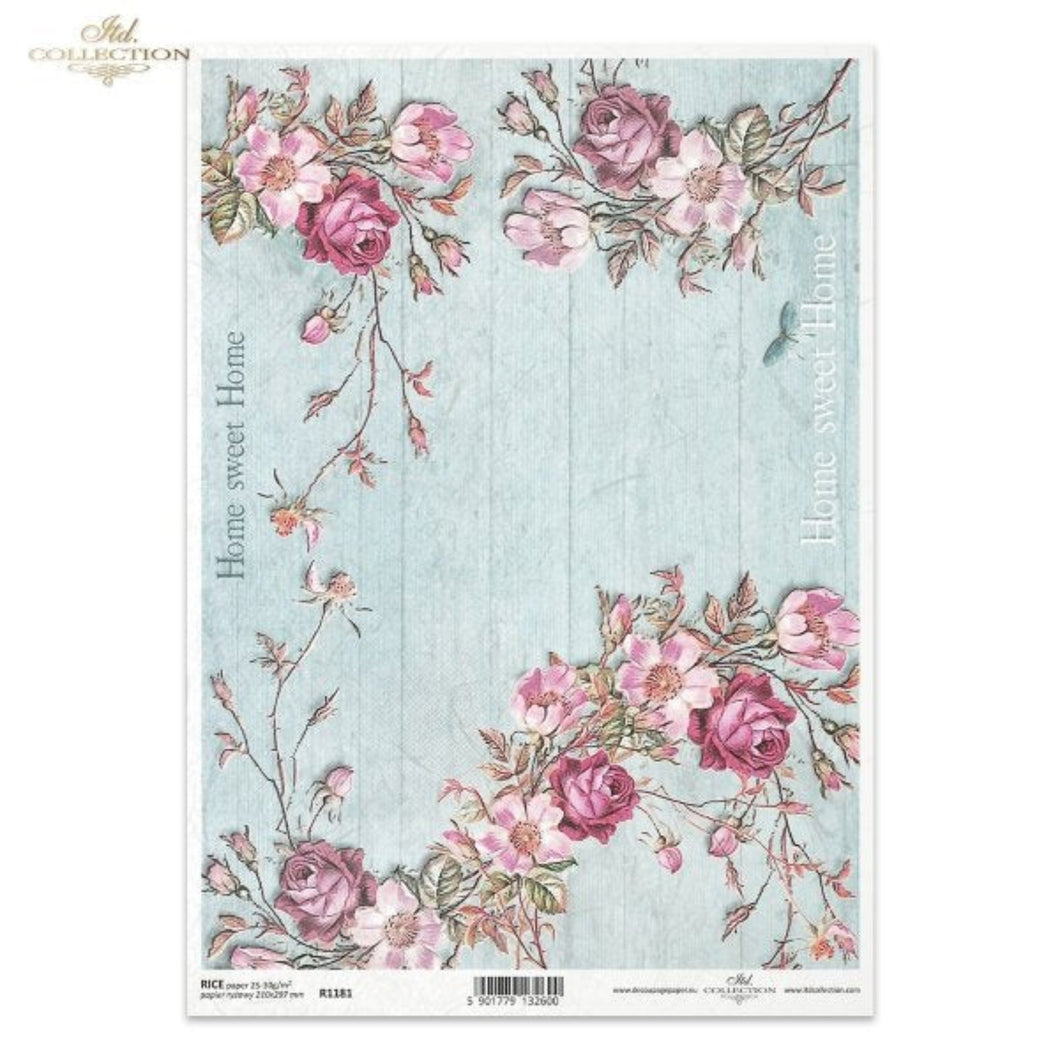 Shabby Wild Roses Rice Paper by ITD Collection