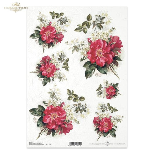 Vintage Moss Roses Rice Paper by ITD Collection