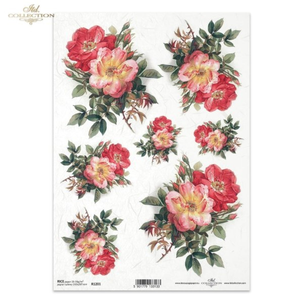 Shabby Wild Moss Roses Rice Paper by ITD Collection