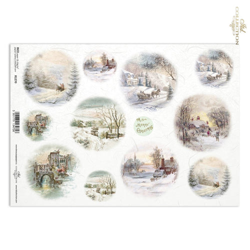 Winter Snow Scenes Ornaments Rice Paper by ITD Collection