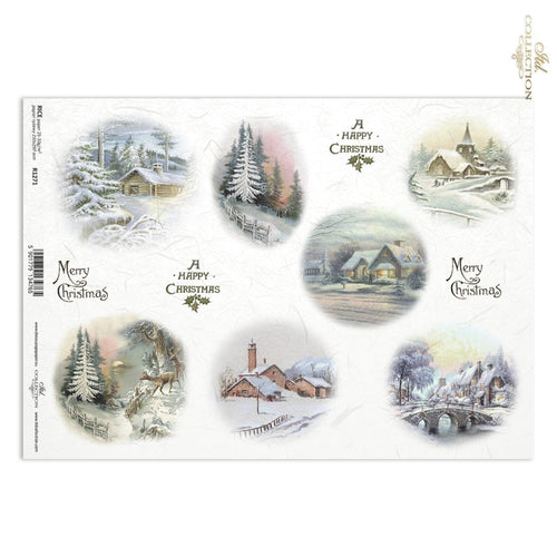 Snowy Landscape Ornaments Rice Paper by ITD Collection