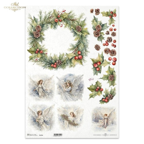 Winter Holly Angels Rice Paper by ITD Collection