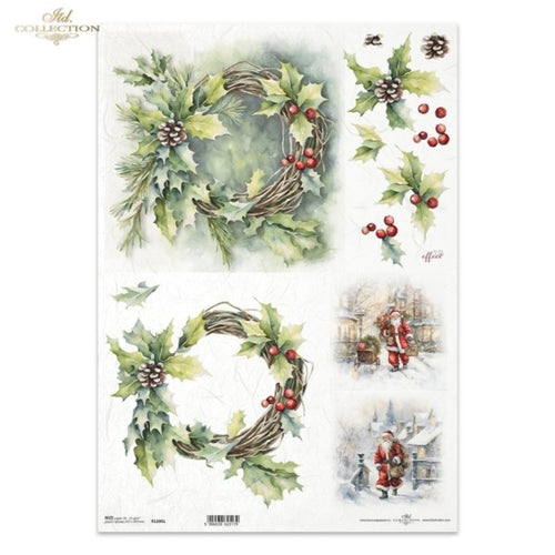 Winter Holly Santa Rice Paper by ITD Collection