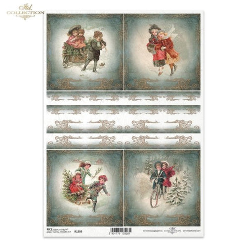 Victorian Snow Days Squares Rice Paper by ITD Collection