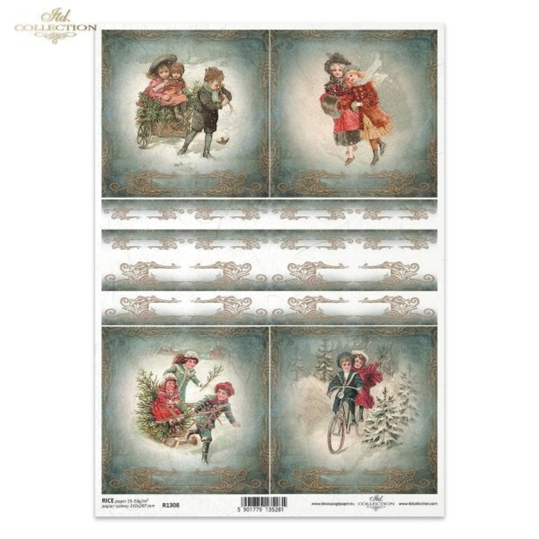 Victorian Snow Days Squares Rice Paper by ITD Collection
