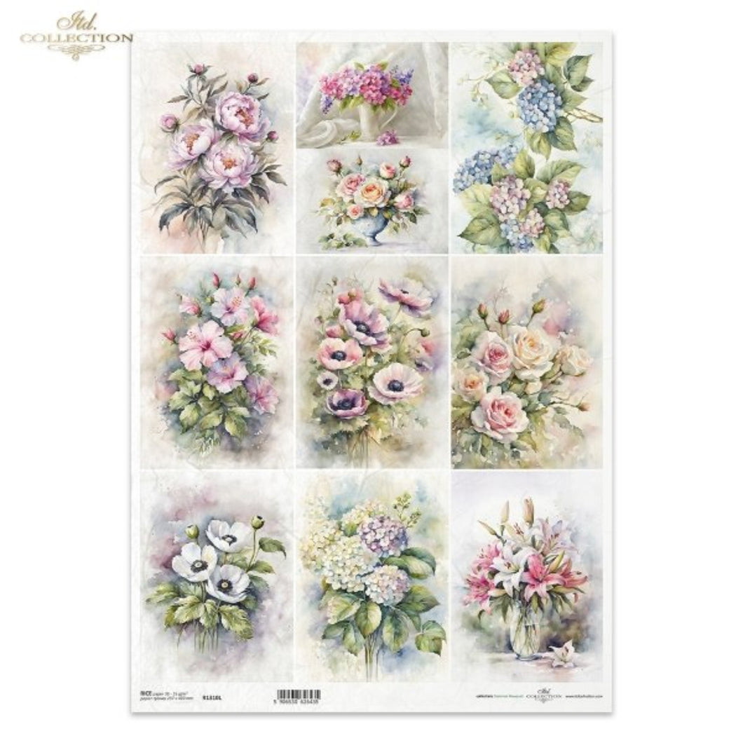Spring Florals 9 Pack Rice Paper by ITD Collection