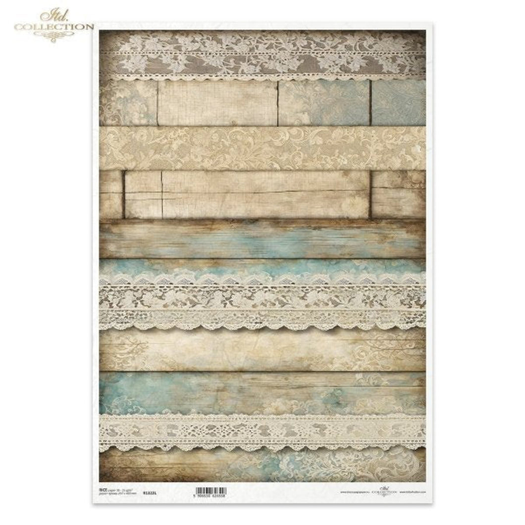 Shabby Lace and Wood Rice Paper by ITD Collection