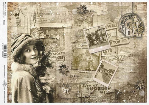Vintage Girl Collage Rice Paper by ITD Collection, R1323, A4