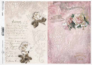 Vintage Lace and Roses Rice Paper by ITD Collection, R1362, A4