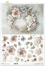 Load image into Gallery viewer, Divine Blush Blue Cream Florals Rice Paper by ITD Collection