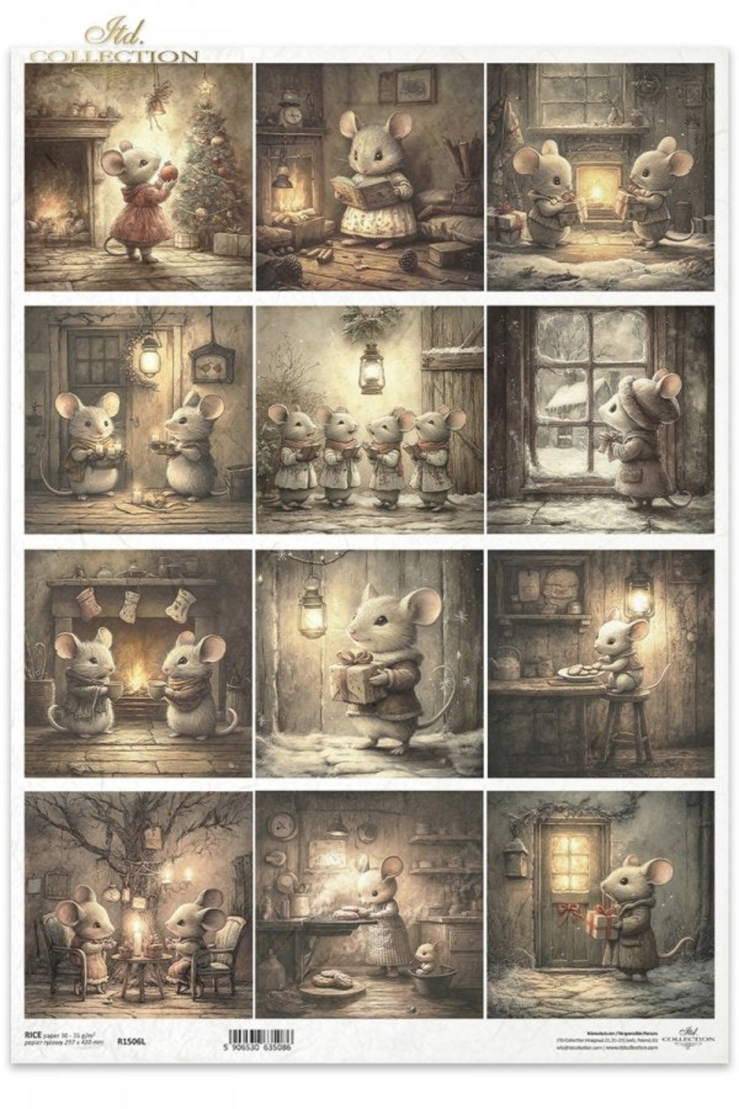 Winter's Tale Christmas Mouse Rice Paper by ITD Collection