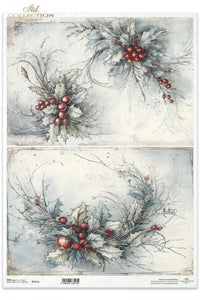 Winter's Tale Holly and Berries Rice Paper by ITD Collection