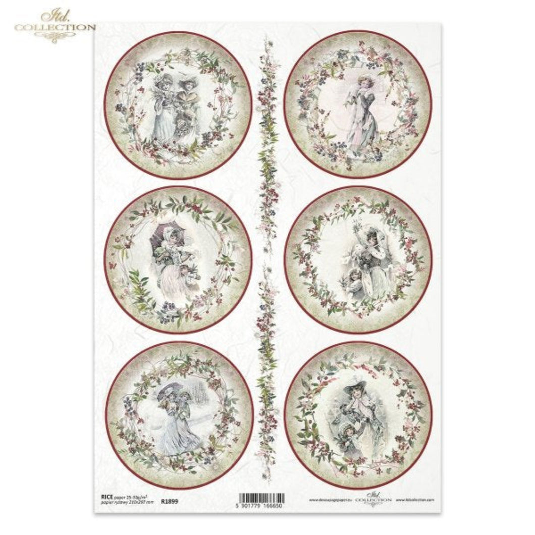Victorian Christmas Ornaments Rice Paper by ITD Collection