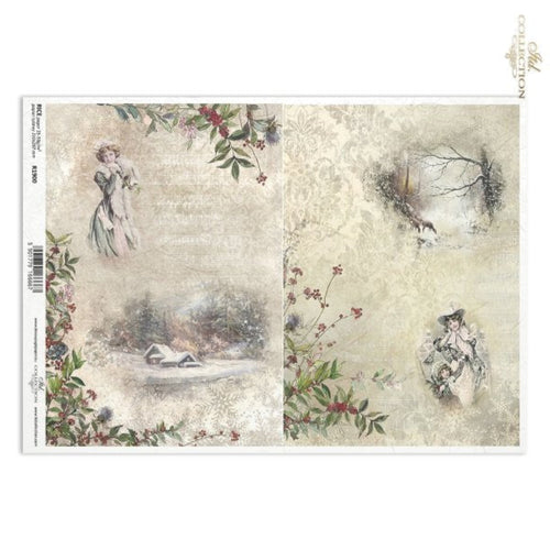 Victorian Christmas Winter Scenes Rice Paper by ITD Collection