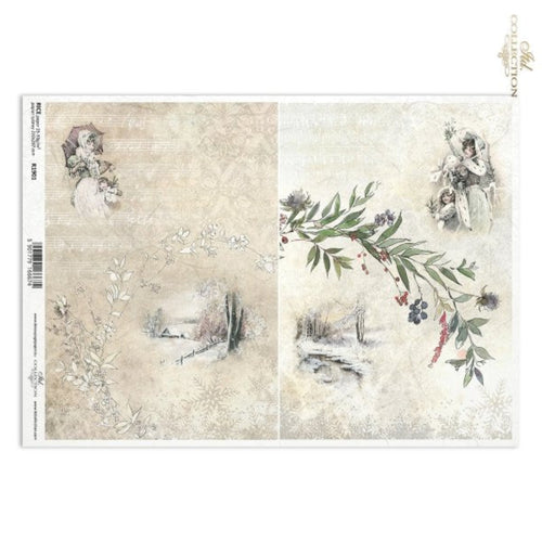 Victorian Christmas Winter Landscapes Rice Paper by ITD Collection