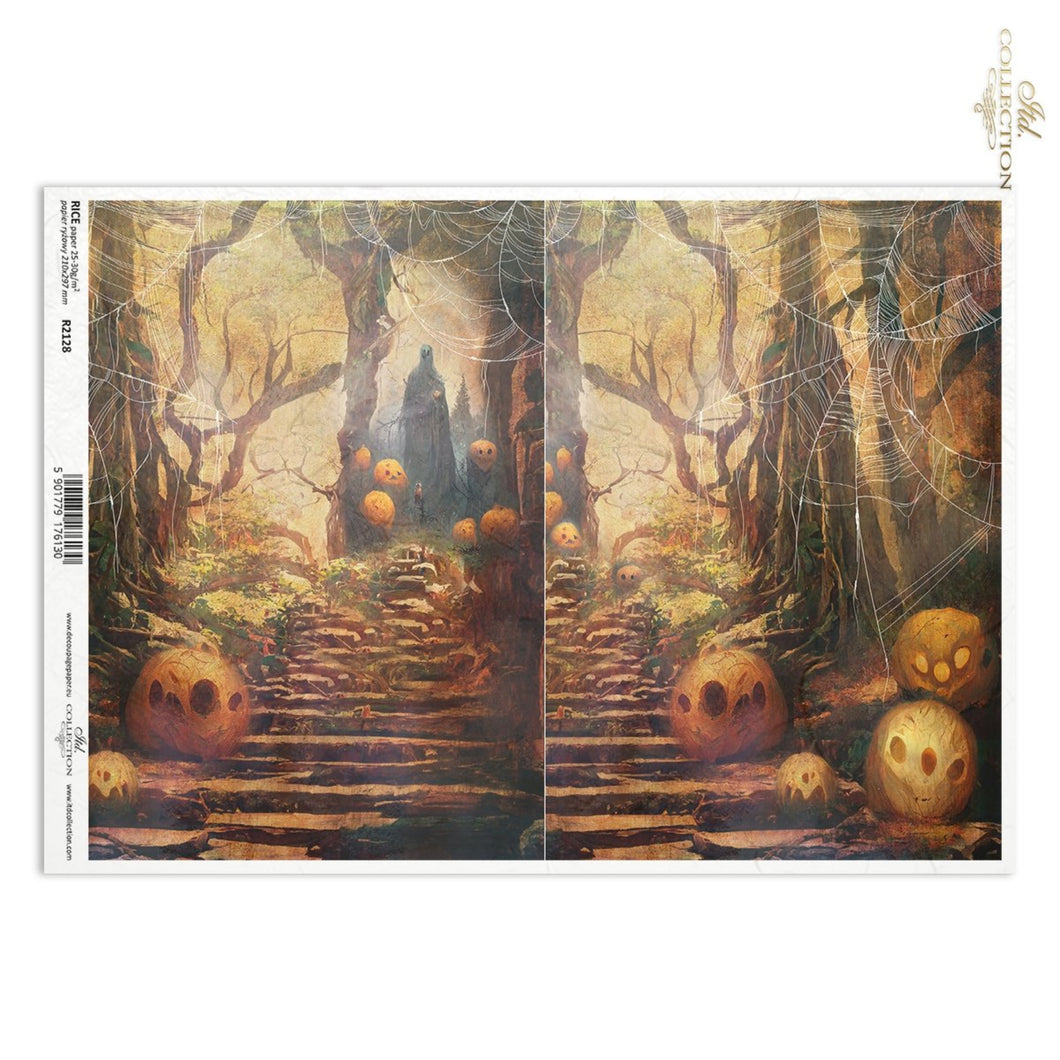 Halloween Forest Pumpkins Rice Paper by ITD Collection