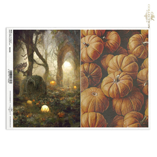 Owl's Pumpkin Forest Rice Paper by ITD Collection