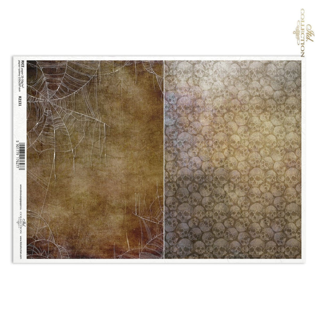 Spider Webs and Skulls Rice Paper by ITD Collection