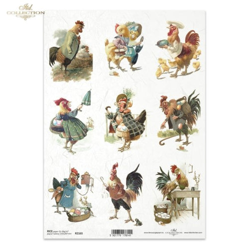 Fancy Chickens Rice Paper by ITD Collection