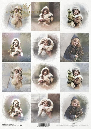 Twelve Winter Mini Portraits Rice Paper by ITD Collection, R2264, A4
