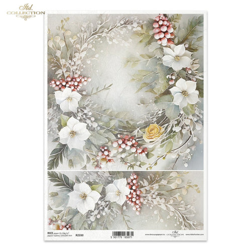 Winter Bouquet Pearl Petals and Rose Rice Paper by ITD Collection