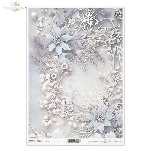 Winter Bouquet Bejeweled Rice Paper by ITD Collection