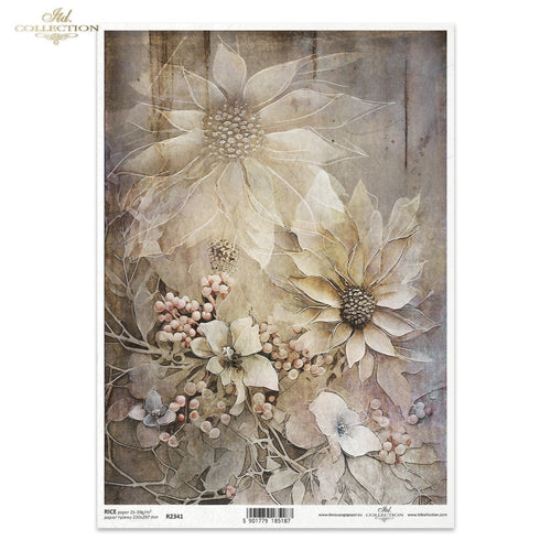 Winter Bouquet Vintage Blooms Rice Paper by ITD Collection