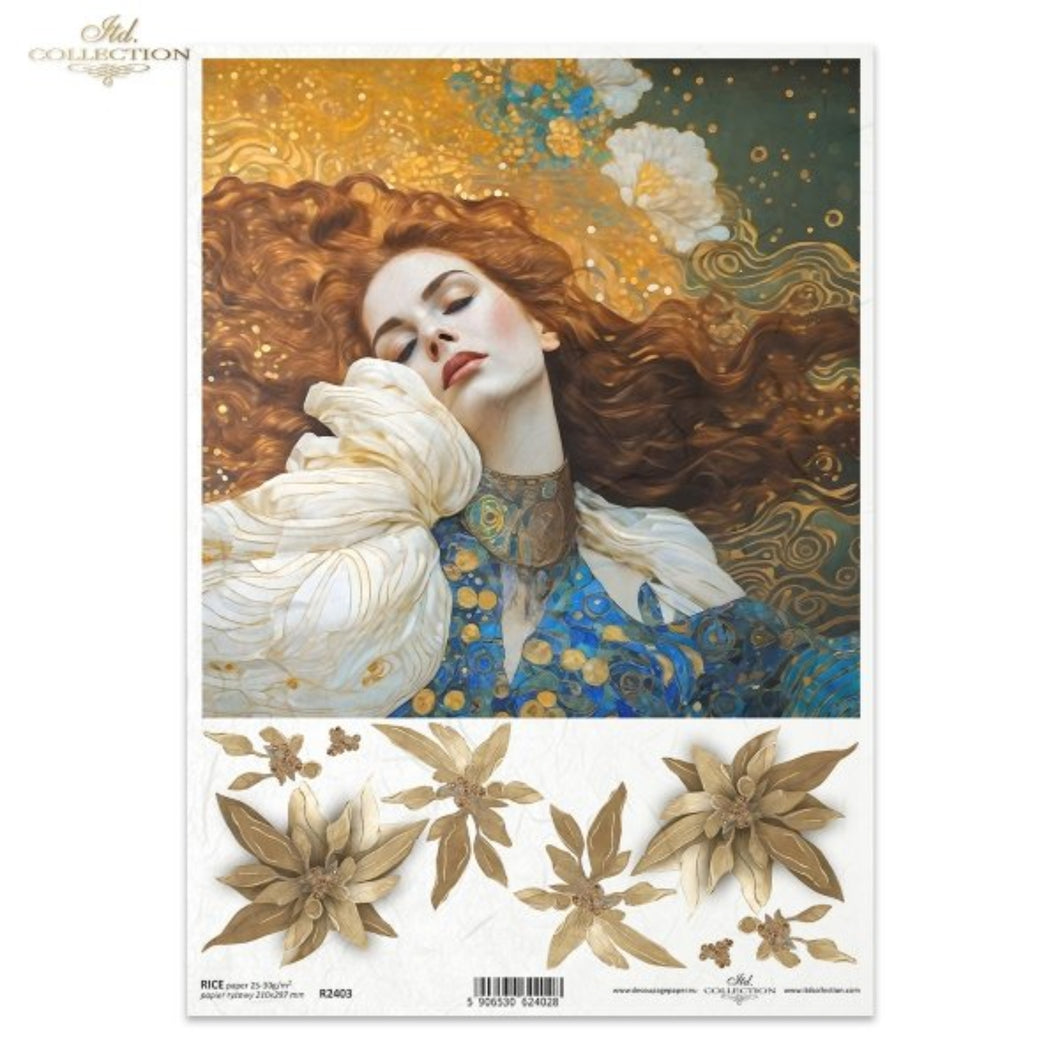 Golden Blue Beauty Dreamer Rice Paper by ITD Collection