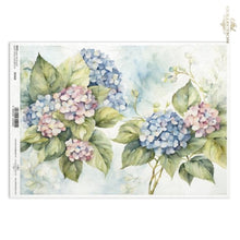 Load image into Gallery viewer, Blue and Pink Hydrangea Landscape Rice Paper by ITD Collection