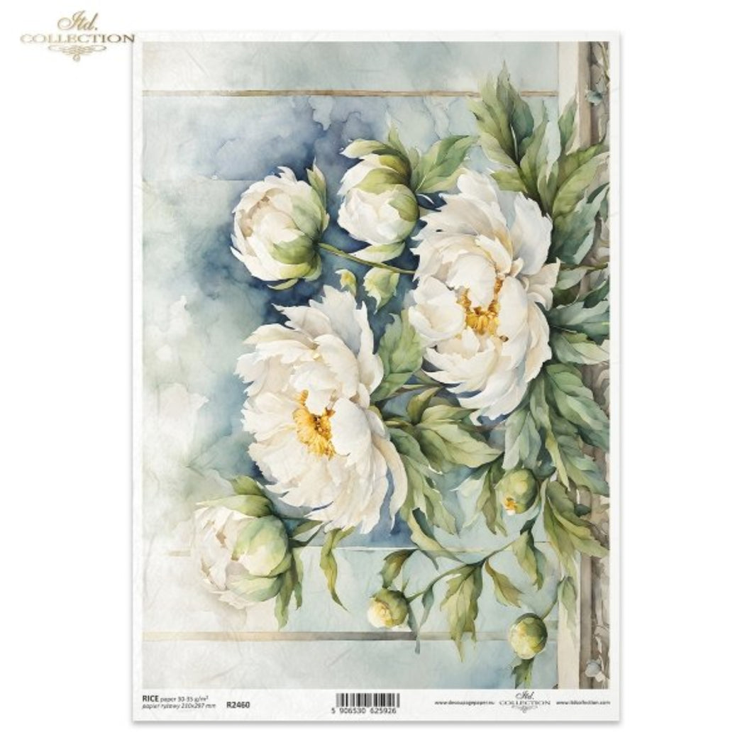 Peony Rice Paper White Watercolor Peonies Rice Paper by ITD Collection – My Victorian Heart