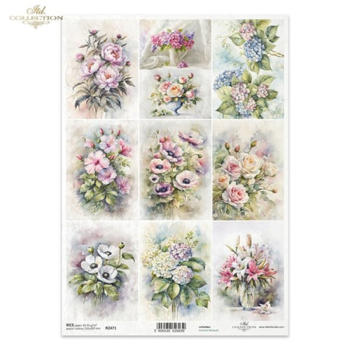 Spring Flower Minis with Ribbons Rice Paper by ITD Collection