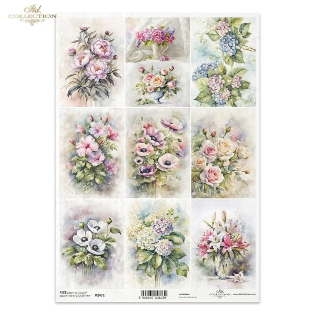 Spring Flower Minis with Ribbons Rice Paper by ITD Collection