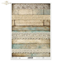 Load image into Gallery viewer, Shabby Lace and Wood Rice Paper by ITD Collection