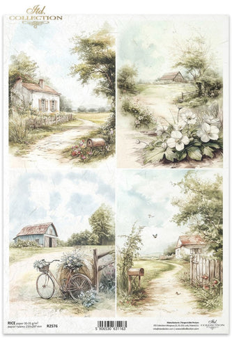 Cottage in the Country 4 Pack Rice Paper by ITD Collection