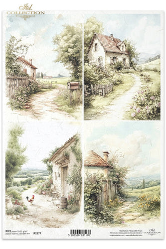 Cottage in the Country Paths Rice Paper by ITD Collection