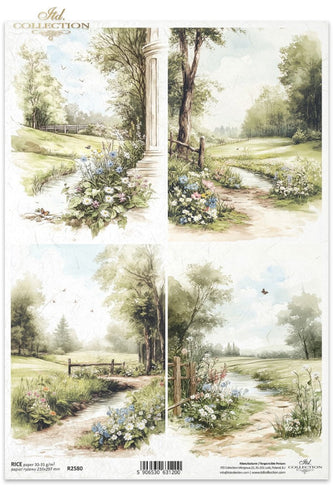 Cottage in the Country Lanes Rice Paper by ITD Collection