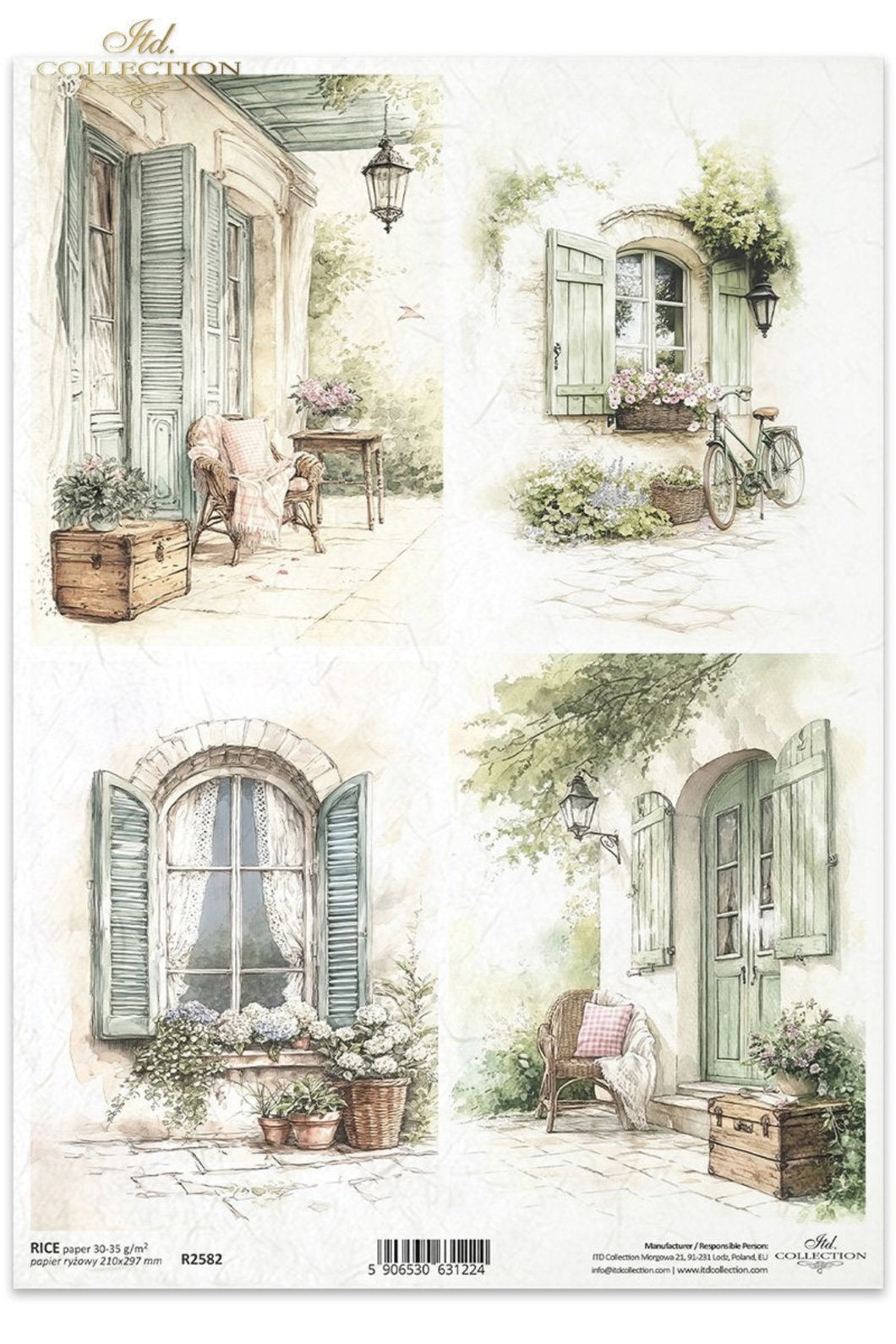 Cottage in the Country Porches Rice Paper by ITD Collection