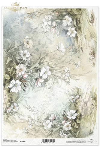 Cottage in the Country Spring Flowers Rice Paper by ITD Collection