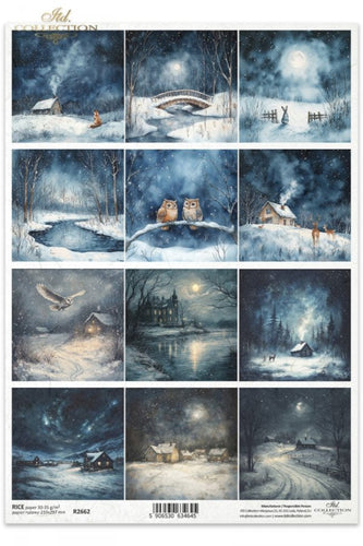 Winter's Tale Snowy Night Rice Paper by ITD Collection